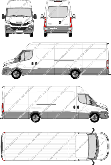Iveco Daily, van/transporter, roof height 2, wheelbase 4100L, rear window, 2 Sliding Doors (2014)