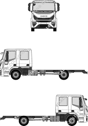 Iveco Eurocargo 2 Einstiegstufen, 2 Stufen, Fahrgestell für Aufbauten, Doppelkabine (2016)