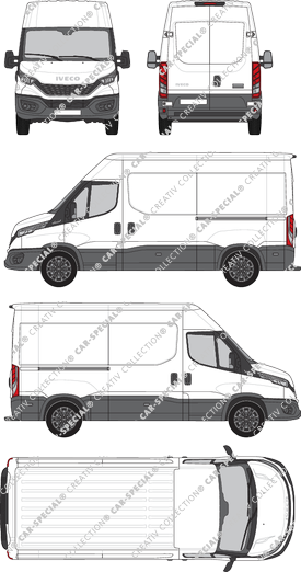 Iveco Daily, van/transporter, roof height 2, wheelbase 3520, Rear Wing Doors, 2 Sliding Doors (2021)