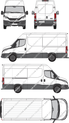 Iveco Daily, Kastenwagen, Dachhöhe 2, Radstand 3520L, Rear Wing Doors, 1 Sliding Door (2021)