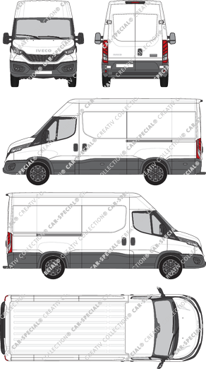 Iveco Daily, van/transporter, roof height 2, wheelbase 3520L, Rear Wing Doors, 2 Sliding Doors (2021)