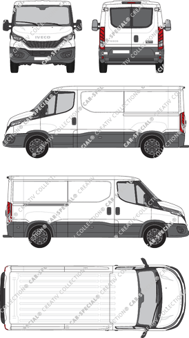 Iveco Daily, furgone, Dachhöhe 1, empattement 3520, vitre arrière, Rear Wing Doors, 1 Sliding Door (2021)