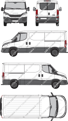 Iveco Daily, furgone, Dachhöhe 1, empattement 3520, vitre arrière, Rear Wing Doors, 2 Sliding Doors (2021)