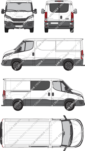 Iveco Daily, van/transporter, roof height 1, wheelbase 3520, Heck verglast, rechts teilverglast, Rear Wing Doors, 1 Sliding Door (2021)