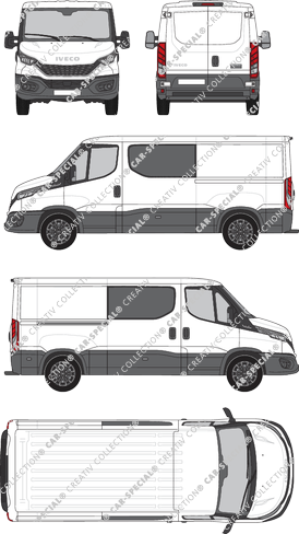 Iveco Daily, van/transporter, roof height 1, wheelbase 3520, double cab, Rear Wing Doors, 1 Sliding Door (2021)