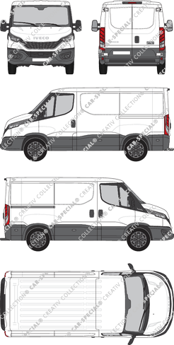 Iveco Daily, furgone, Dachhöhe 1, empattement 3000, Rear Wing Doors, 1 Sliding Door (2021)