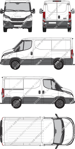 Iveco Daily, Kastenwagen, Dachhöhe 1, Radstand 3000, Rear Wing Doors, 1 Sliding Door (2021)