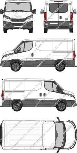 Iveco Daily, Kastenwagen, Dachhöhe 1, Radstand 3000, Heck verglast, Rear Wing Doors, 1 Sliding Door (2021)