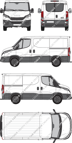 Iveco Daily, van/transporter, roof height 1, wheelbase 3000, rear window, Rear Wing Doors, 2 Sliding Doors (2021)