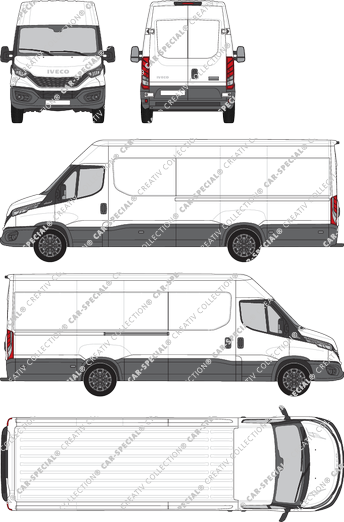 Iveco Daily, van/transporter, roof height 2, wheelbase 4100, Rear Wing Doors, 1 Sliding Door (2021)