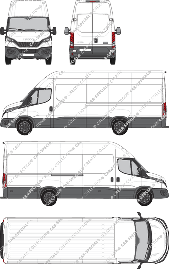 Iveco Daily, Kastenwagen, Dachhöhe 3, Radstand 4100, Rear Wing Doors, 1 Sliding Door (2021)