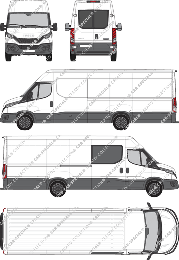 Iveco Daily, van/transporter, roof height 2, wheelbase 4100L, Heck verglast, rechts teilverglast, Rear Wing Doors, 1 Sliding Door (2021)