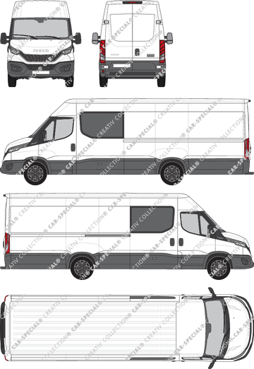 Iveco Daily, fourgon, hauteur de toit 2, Radstand 4100L, double cabine, Rear Wing Doors, 1 Sliding Door (2021)