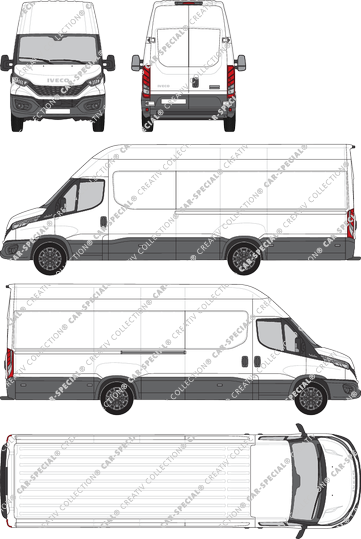 Iveco Daily, van/transporter, roof height 3, wheelbase 4100L, Rear Wing Doors, 1 Sliding Door (2021)