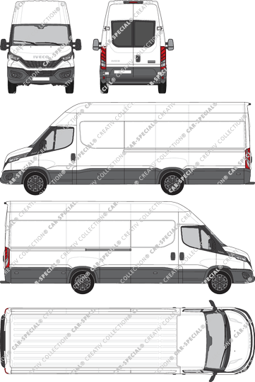 Iveco Daily, van/transporter, roof height 3, wheelbase 4100L, rear window, Rear Wing Doors, 1 Sliding Door (2021)