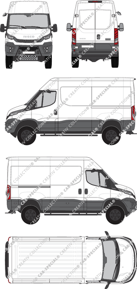 Iveco Daily 4x4, Kastenwagen, H2, Radstand 3595, Rear Wing Doors, 1 Sliding Door (2021)