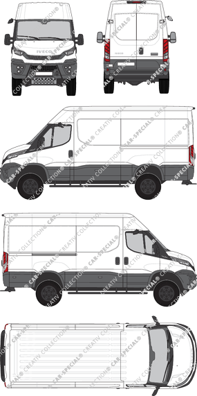 Iveco Daily 4x4, Kastenwagen, H2, Radstand 3595L, Rear Wing Doors, 1 Sliding Door (2021)