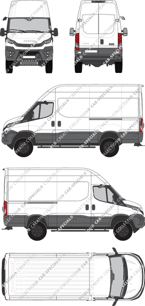 Iveco Daily 4x4, Kastenwagen, H3, Radstand 3595L, Rear Wing Doors, 2 Sliding Doors (2021)