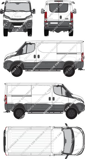 Iveco Daily 4x4, van/transporter, H1, Radstand 3595, rear window, Rear Wing Doors, 2 Sliding Doors (2021)