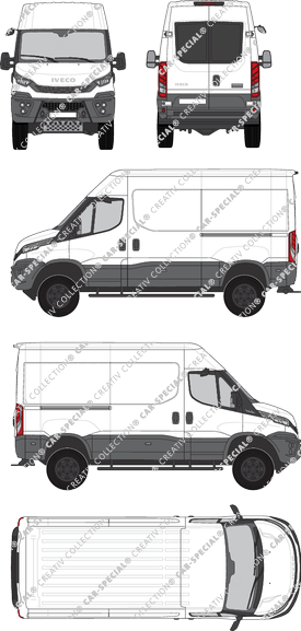 Iveco Daily 4x4, van/transporter, H2, Radstand 3595, rear window, Rear Wing Doors, 2 Sliding Doors (2021)