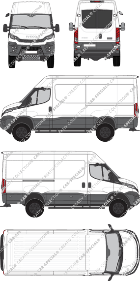 Iveco Daily 4x4, van/transporter, H2, Radstand 3595L, rear window, Rear Wing Doors, 1 Sliding Door (2021)