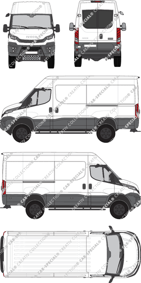 Iveco Daily 4x4, furgone, H2, Radstand 3595L, vitre arrière, Rear Wing Doors, 2 Sliding Doors (2021)