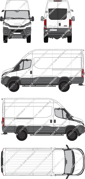 Iveco Daily 4x4, van/transporter, H3, Radstand 3595L, rear window, Rear Wing Doors, 1 Sliding Door (2021)