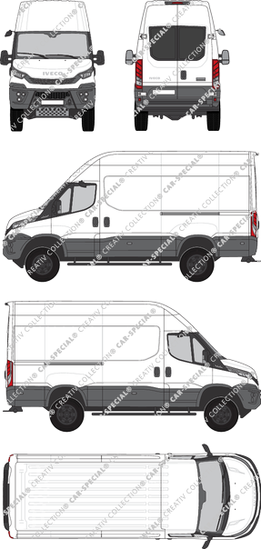 Iveco Daily 4x4, furgón, H3, Radstand 3595L, ventana de parte trasera, Rear Wing Doors, 2 Sliding Doors (2021)