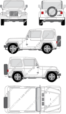 Jeep Wrangler Hard-Top, Hard-Top, personenvervoer, 3 Doors