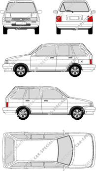 Kia Pride station wagon, 1986–2000 (Kia_007)