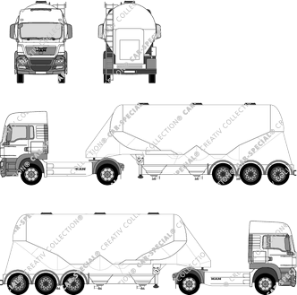 MAN TGS Silosattelauflieger, Semi-trailer, LX cab (2007)