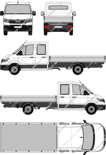 MAN TGE, platform, extra long, double cab (2017)