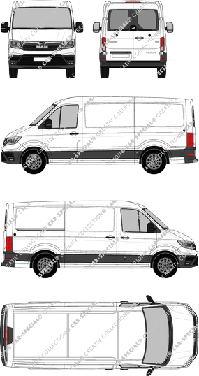 MAN TGE, Normaldach, Kastenwagen, Standard, Heck verglast, Rear Wing Doors, 1 Sliding Door (2017)