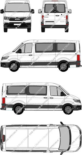 MAN TGE, Normaldach, Kleinbus, Standard, Rear Wing Doors, 1 Sliding Door (2017)