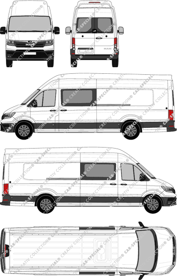 MAN TGE, Heck verglast, super high roof, van/transporter, extra long, rear window, double cab, Rear Wing Doors, 2 Sliding Doors (2017)