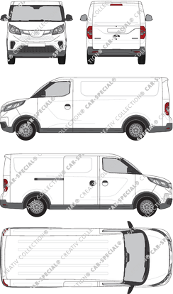 Maxus eDeliver 3, furgón, L2, Rear Flap, 1 Sliding Door (2020)