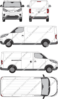 Maxus eDeliver 3, fourgon, L2, Rear Flap, 1 Sliding Door (2020)