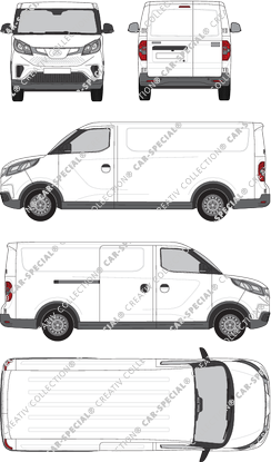 Maxus eDeliver 3, van/transporter, L2, Rear Wing Doors, 1 Sliding Door (2020)