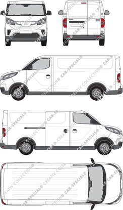 Maxus eDeliver 3, fourgon, L2, Rear Wing Doors, 1 Sliding Door (2020)