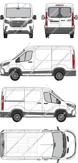 Maxus Deliver 9, furgone, L1H1, vitre arrière, Rear Wing Doors, 1 Sliding Door (2020)