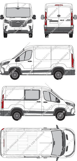 Maxus Deliver 9, Kastenwagen, L1H1, rechts teilverglast, Rear Wing Doors, 1 Sliding Door (2020)