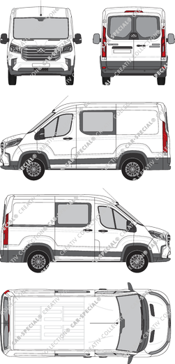 Maxus Deliver 9, van/transporter, L1H1, rear window, double cab, Rear Wing Doors, 1 Sliding Door (2020)