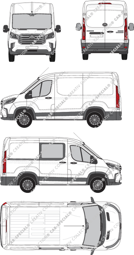 Maxus Deliver 9, Kastenwagen, L1H2, rechts teilverglast, Rear Wing Doors, 1 Sliding Door (2020)