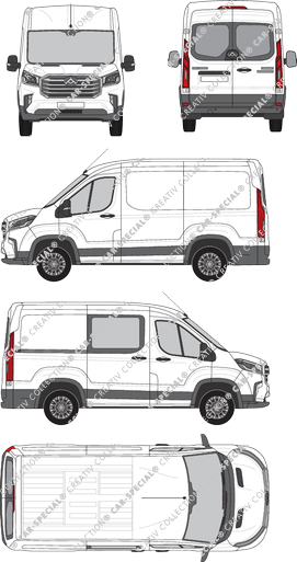 Maxus Deliver 9, furgone, L1H2, Heck verglast, rechts teilverglast, Rear Wing Doors, 1 Sliding Door (2020)