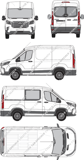 Maxus Deliver 9, fourgon, L1H2, Heck verglast, rechts teilverglast, Rear Wing Doors, 1 Sliding Door (2020)