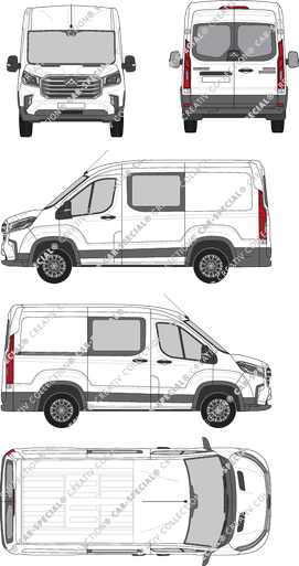 Maxus Deliver 9, van/transporter, L1H2, rear window, double cab, Rear Wing Doors, 1 Sliding Door (2020)