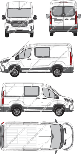 Maxus Deliver 9, Kastenwagen, L1H2, Heck verglast, Doppelkabine, Rear Wing Doors, 1 Sliding Door (2020)