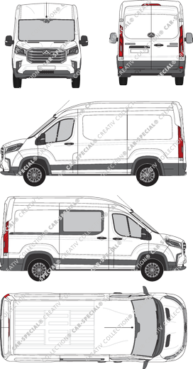 Maxus Deliver 9, furgone, L2H2, rechts teilverglast, Rear Wing Doors, 1 Sliding Door (2020)