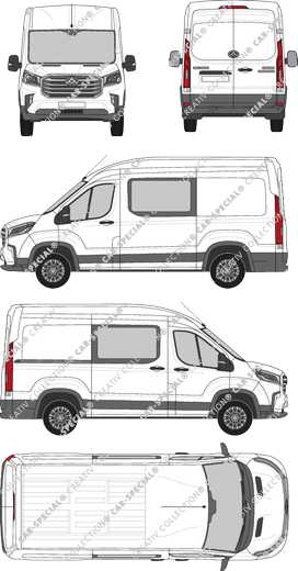 Maxus Deliver 9, van/transporter, L2H2, double cab, Rear Wing Doors, 1 Sliding Door (2020)