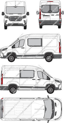 Maxus Deliver 9, van/transporter, L2H2, rear window, double cab, Rear Wing Doors, 1 Sliding Door (2020)